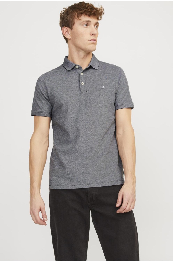 Jack & Jones zwarte heren polo | Model vooraanzicht