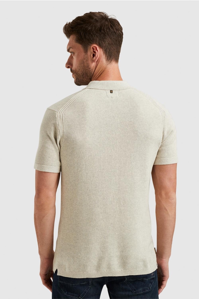 PME legend ecru heren polo | Model achteraanzicht