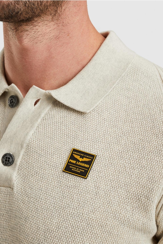PME legend ecru heren polo | Close up