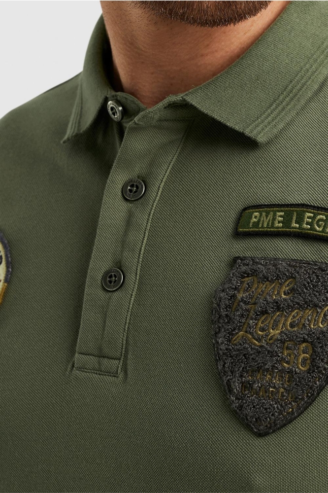 POLO SHIRT WITH BADGES PPSS2402872 DEEP LICHEN GREEN