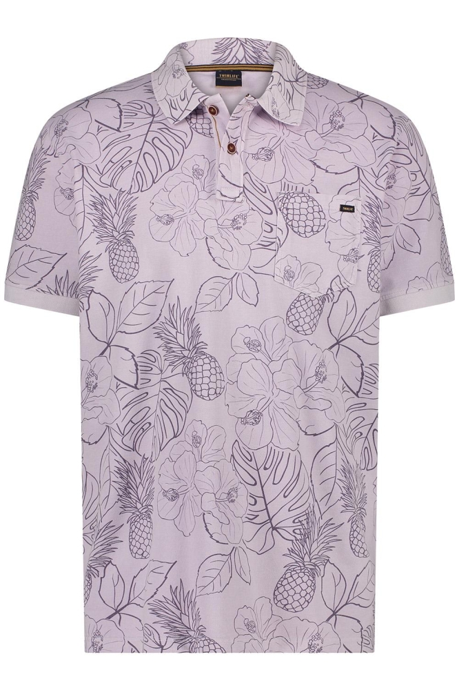 KNITTED POLO FLORAL TW42607 414 THISTLE