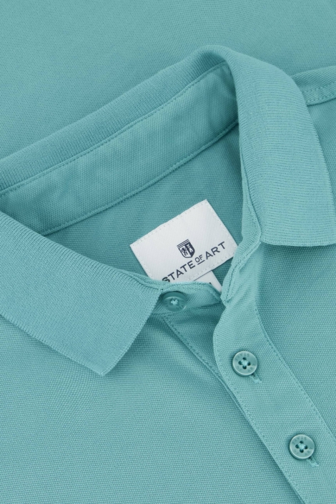 State of Art blauwe heren polo | Close up