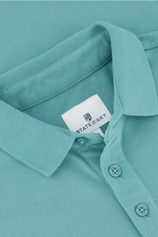 State of Art blauwe heren polo | Close up