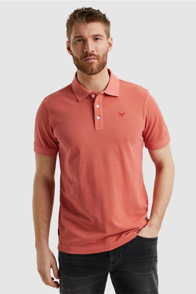 PME legend oranje heren polo | Model vooraanzicht