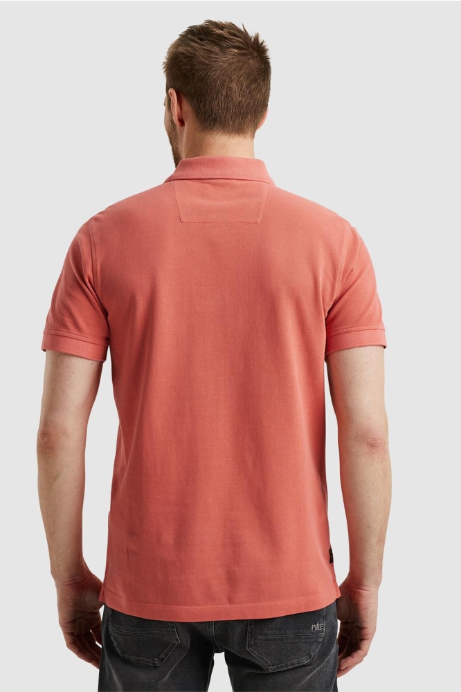 PME legend oranje heren polo | Model achteraanzicht