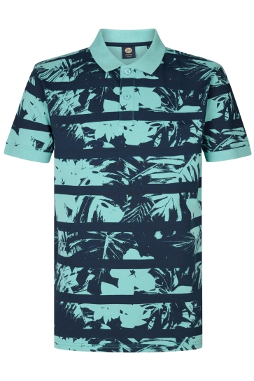 Petrol Industries Polo POLO MET ALLOVER PRINT M 1050 POL104 6169 Aqua Green
