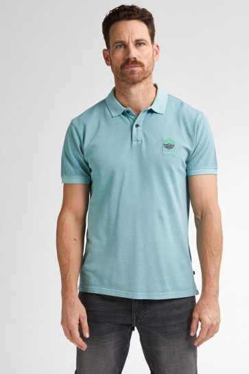 Petrol Industries Polo POLO MET RIBKRAAG M 1050 POL922 6169 AQUA GREEN