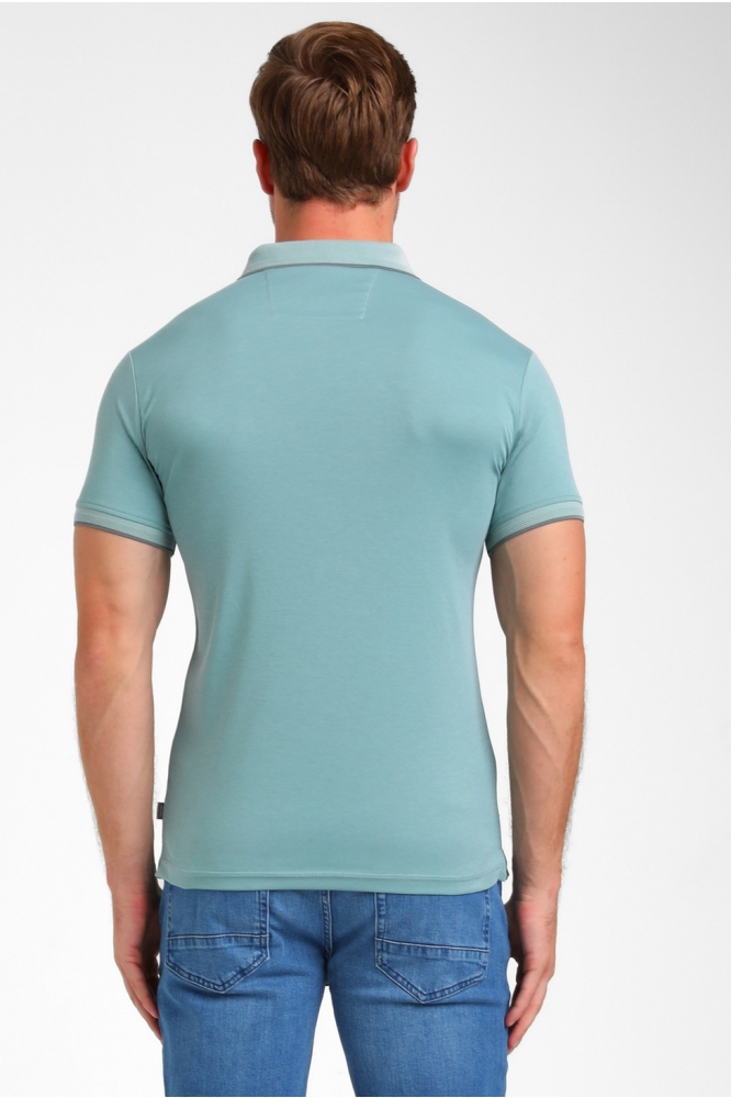 Gabbiano blauwe heren polo | Model achteraanzicht