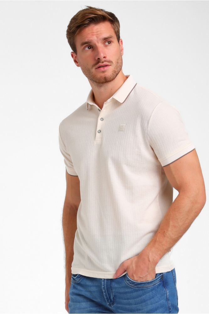 Gabbiano beige heren polo | Model vooraanzicht