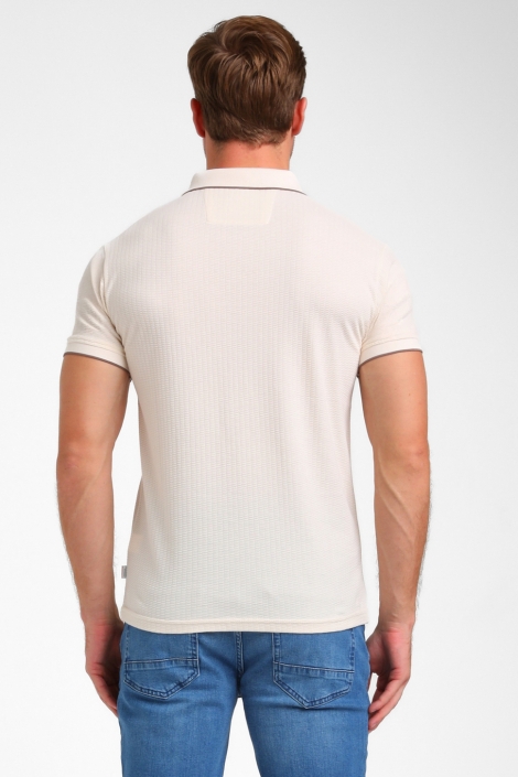 Gabbiano beige heren polo | Model achteraanzicht