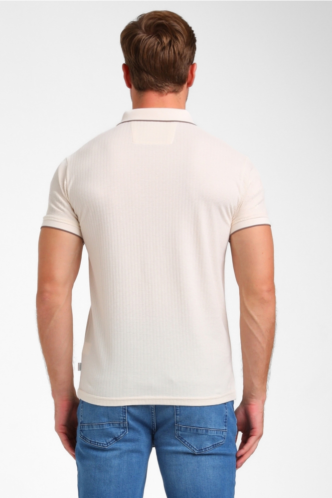 Gabbiano beige heren polo | Model achteraanzicht