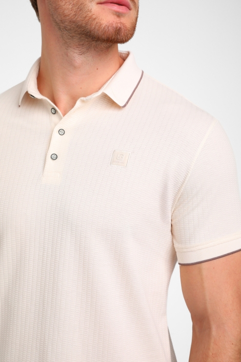 Gabbiano beige heren polo | Close up