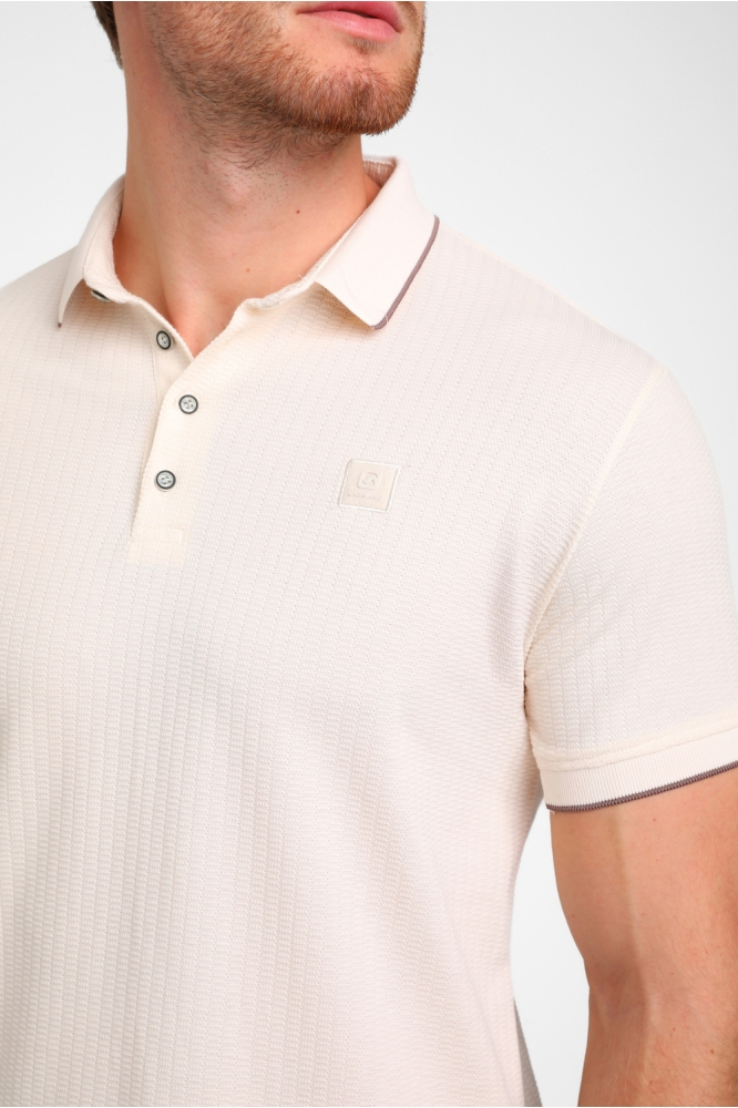 Gabbiano beige heren polo | Close up