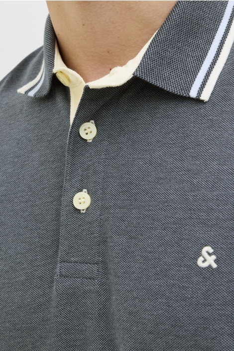 Jack & Jones blauwe heren polo | Close up