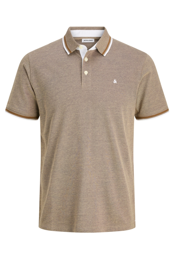 Jack & Jones taupe heren polo | Vooraanzicht