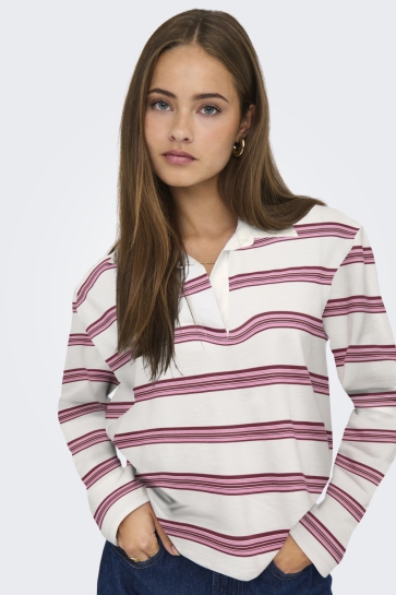 Jacqueline de Yong JDYDARLING L/S POLO SHIRT JRS 15354378 CLOUD DANCER/MIX COLORS