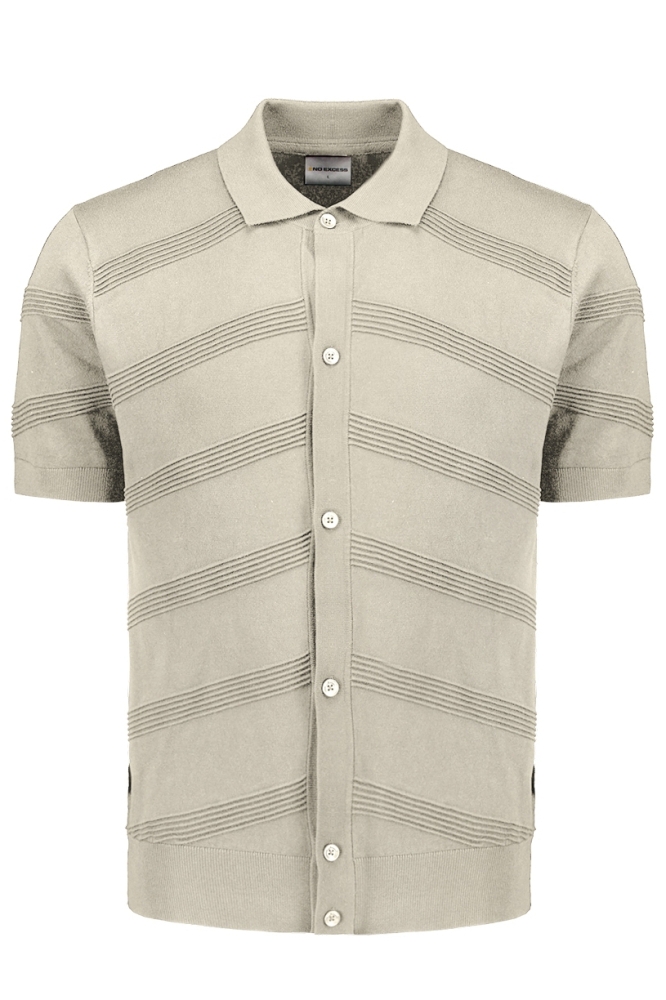 NO-EXCESS beige heren overhemd | Vooraanzicht