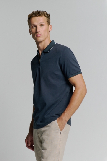 NO-EXCESS Polo POLO VLOEIBAAR AFGEWERKT KATOEN 27370220 096 DEEP BLUE