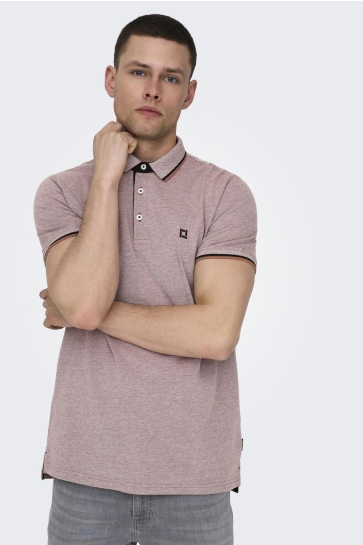 Only & Sons Polo ONSFLETCHER LIFE SLIM SS POLO NOOS 22024827 COPPER BROWN/MELANGE
