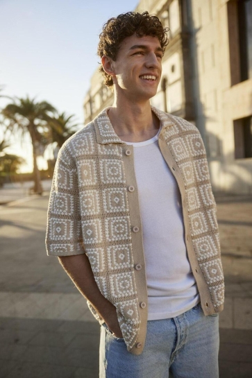 Only & Sons Overhemd ONSBART RLX 5 SS SHIRT KNIT 22033329 Silver Lining/EGRET