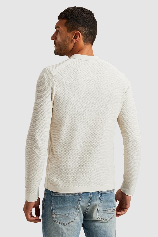 Cast Iron ecru heren polo | Model achteraanzicht