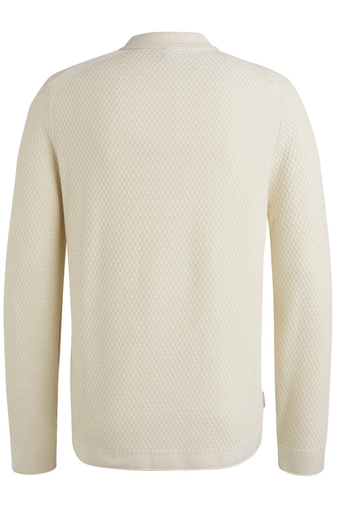 Cast Iron ecru heren polo | Achteraanzicht