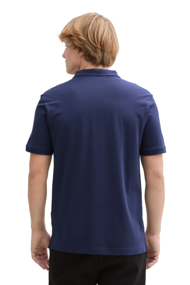 Tom Tailor blauwe heren polo | Model achteraanzicht