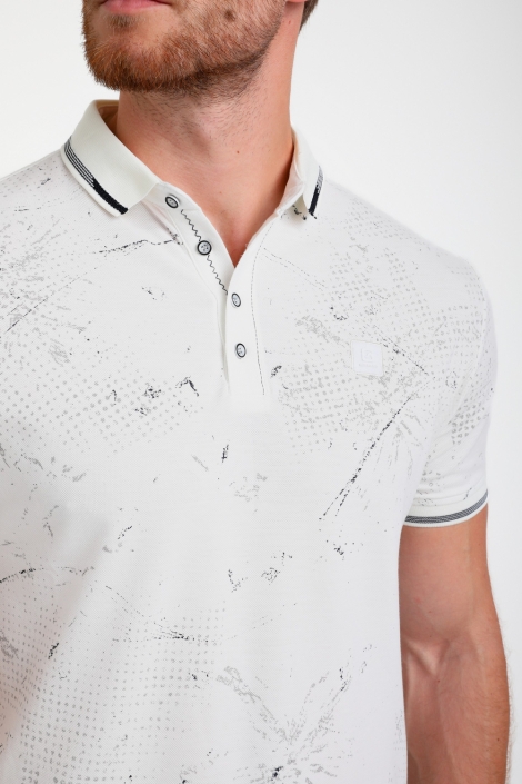 Gabbiano ecru heren polo | Close up