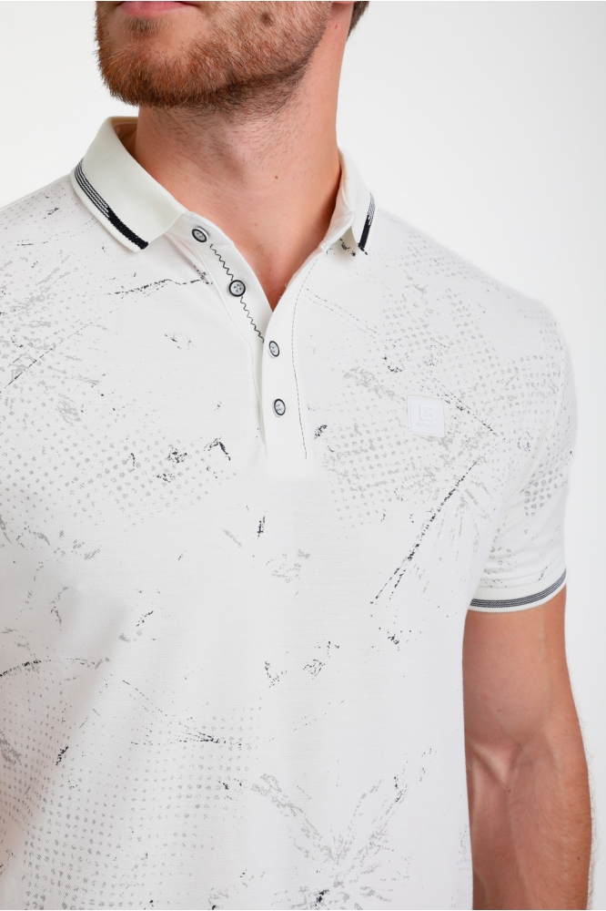 Gabbiano ecru heren polo | Close up
