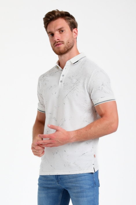 Gabbiano ecru heren polo | Model zijaanzicht