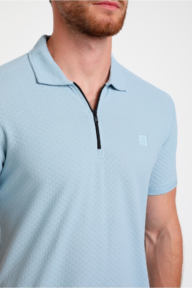 Gabbiano blauwe heren polo | Close up