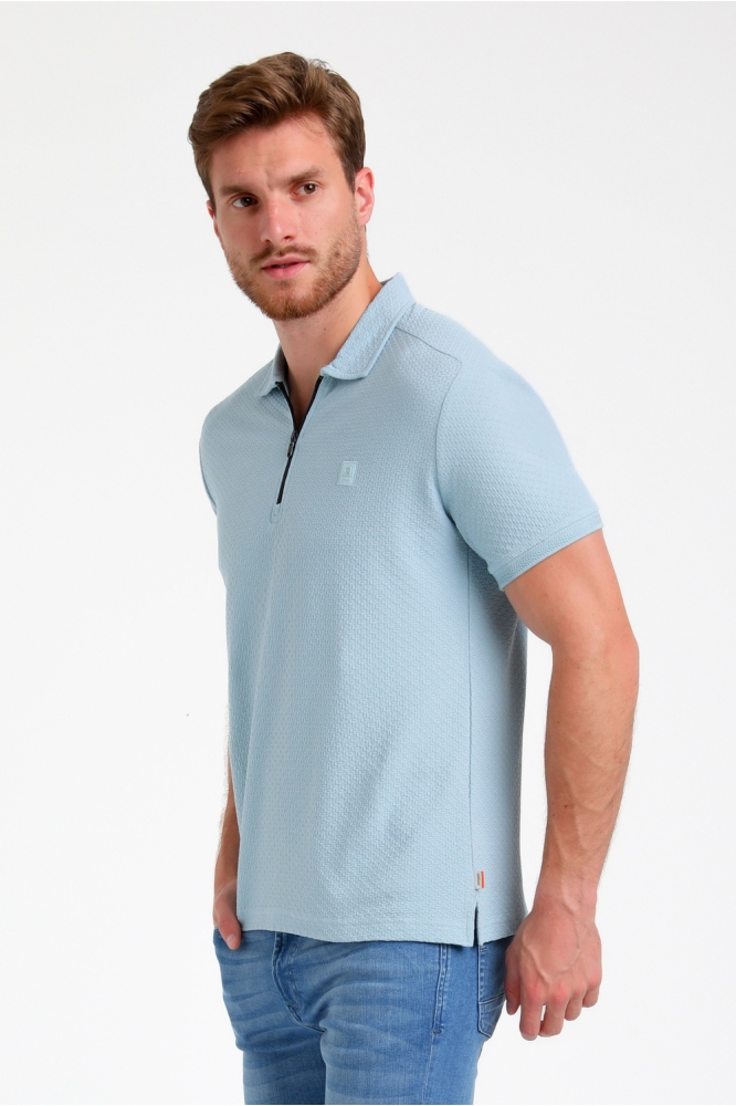 Gabbiano blauwe heren polo | Model zijaanzicht