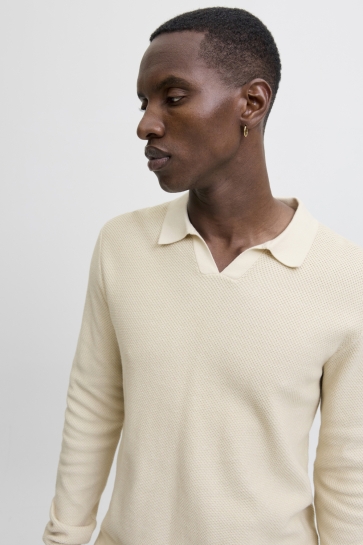 Jack & Jones JPRBLAEASTON KNIT SPLIT NECK LS SN 12281736 SILVER LINING