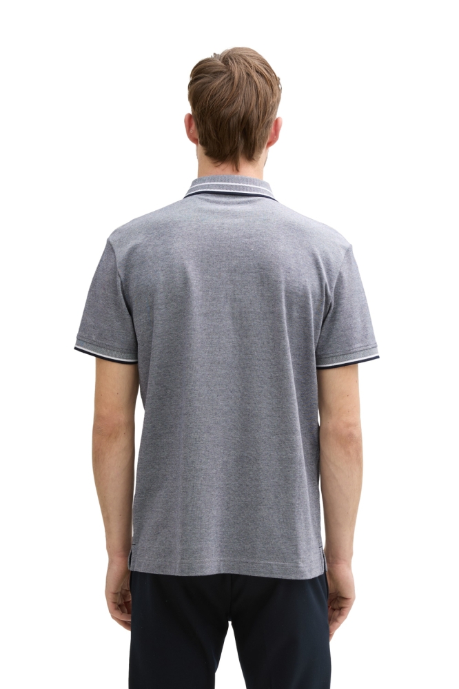 Tom Tailor blauwe heren polo | Model achteraanzicht
