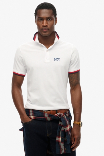 Superdry Polo SPORTSWEAR RELAXED TIPPED POLO M1110387A BRILLIANT WHITE