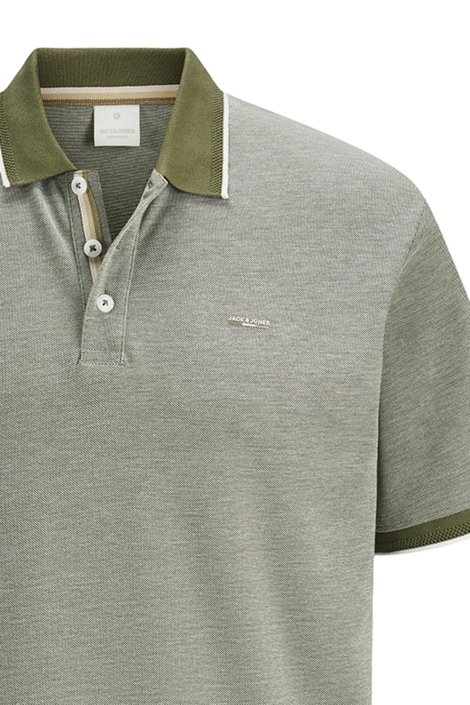 Jack & Jones groene heren polo | Close up