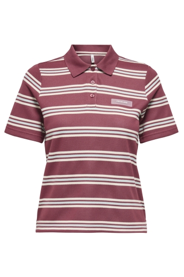 Only T-shirt ONLEVIE S/S POLO TOP JRS 15351930 RUBY WINE/STARLIGHT