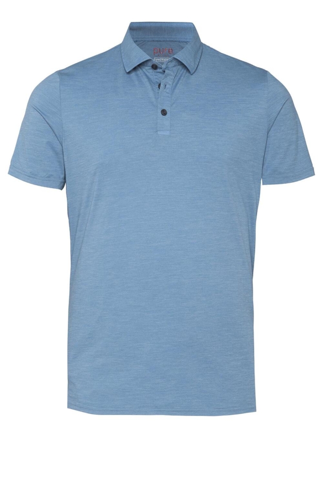 Pure H. Tico blauwe heren polo | Vooraanzicht