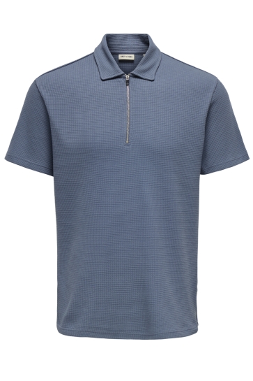 Only & Sons Polo ONSCAL REG STRUCT SS HALFZIP POLO 22032821 VINTAGE INDIGO