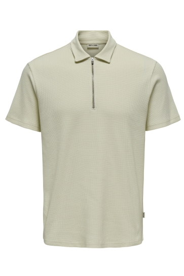 Only & Sons Polo ONSCAL REG STRUCT SS HALFZIP POLO 22032821 SILVER LINING
