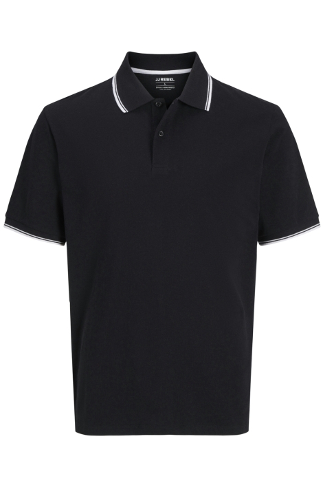 JJ Rebel zwarte heren polo | Vooraanzicht