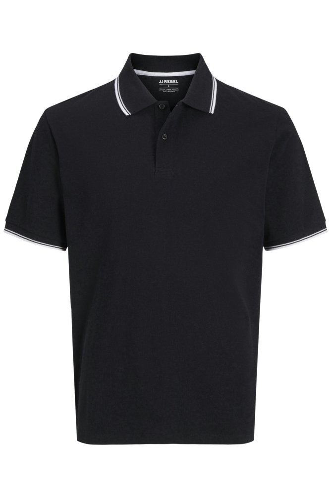 JJ Rebel zwarte heren polo | Vooraanzicht