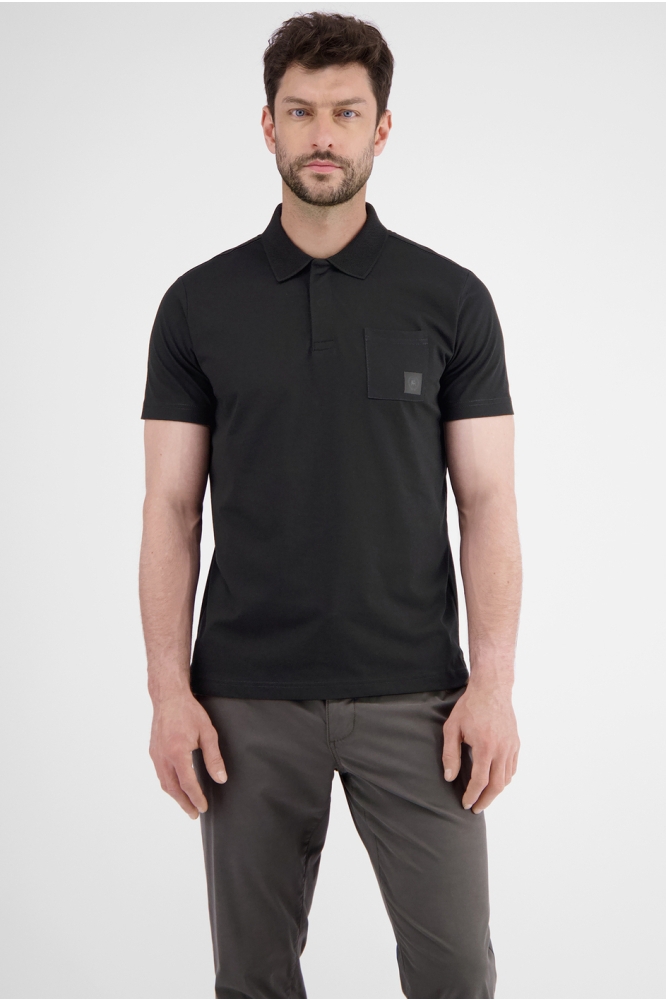 Lerros zwarte heren polo | Model vooraanzicht