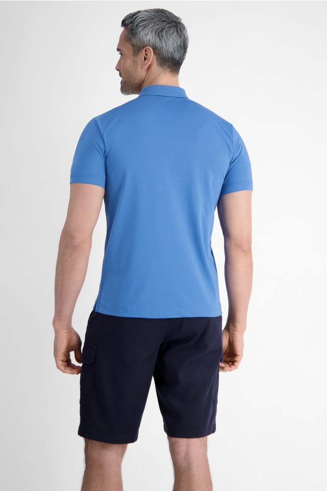 Lerros blauwe heren polo | Model achteraanzicht
