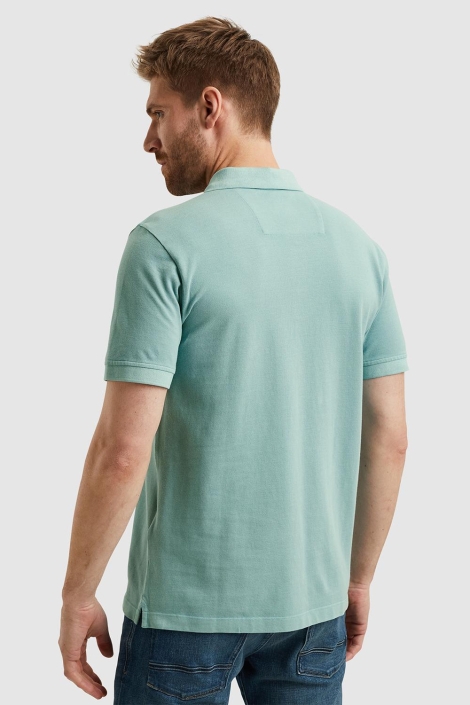 PME legend blauwe heren polo | Model achteraanzicht