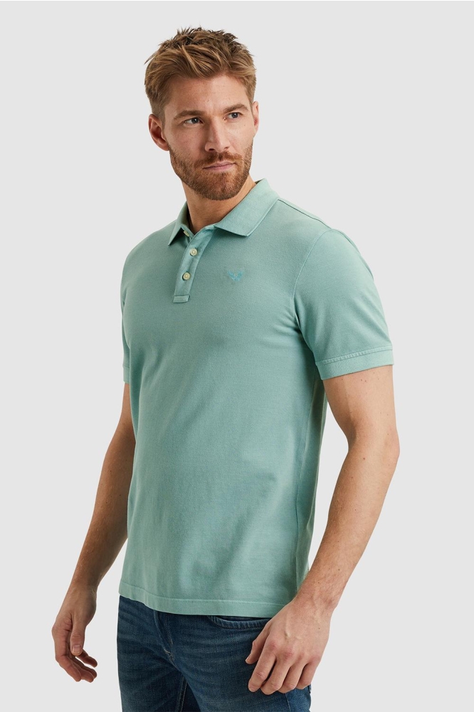 PME legend blauwe heren polo | Model zijaanzicht
