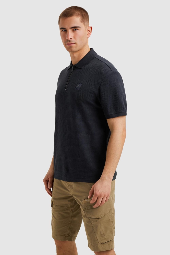 PME legend blauwe heren polo | Model zijaanzicht