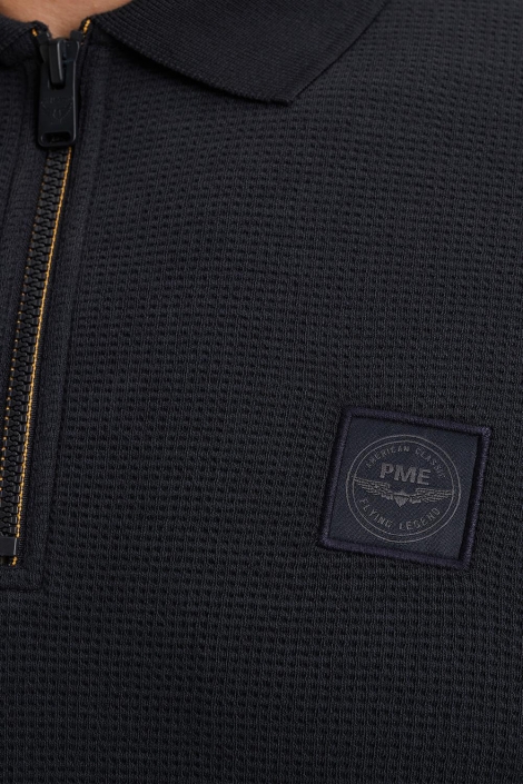 PME legend blauwe heren polo | Close up