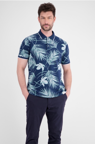 Lerros Polo MODIEUS POLOSHIRT MET ZOMERS PATROON 2563265 485 CLASSIC NAVY