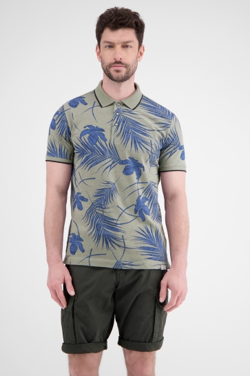 Lerros Polo MODIEUS POLOSHIRT MET ZOMERS PATROON 2563265 633 TINTED GREY